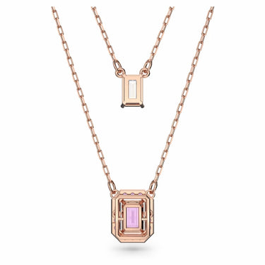 Swarovski Damen Millenia Halskette im Lagenlook Oktagon-Schliff, Violett, Roségold-Legierungsschicht 5640558